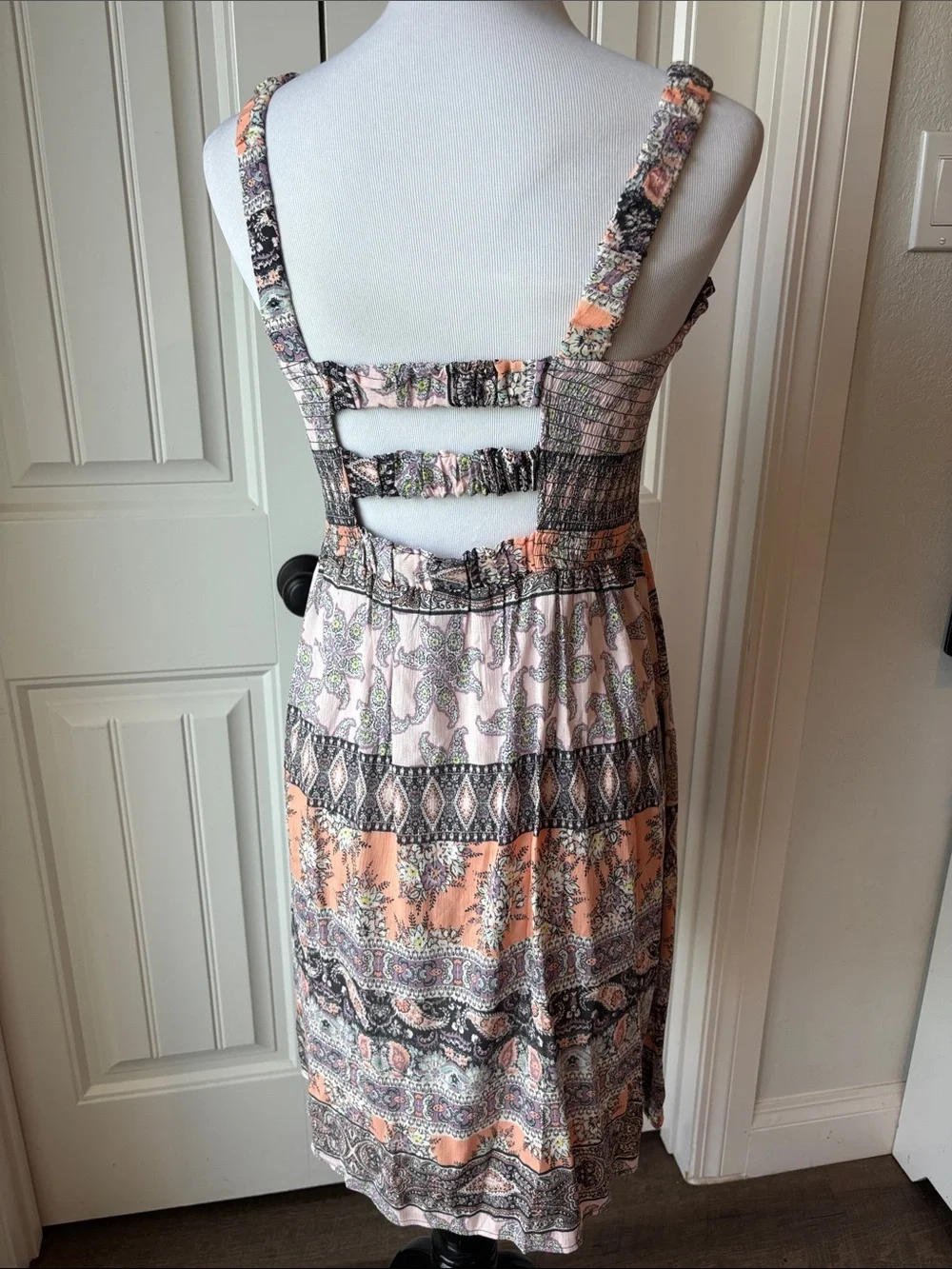 art class Peach and Black Patterned Midi Dress